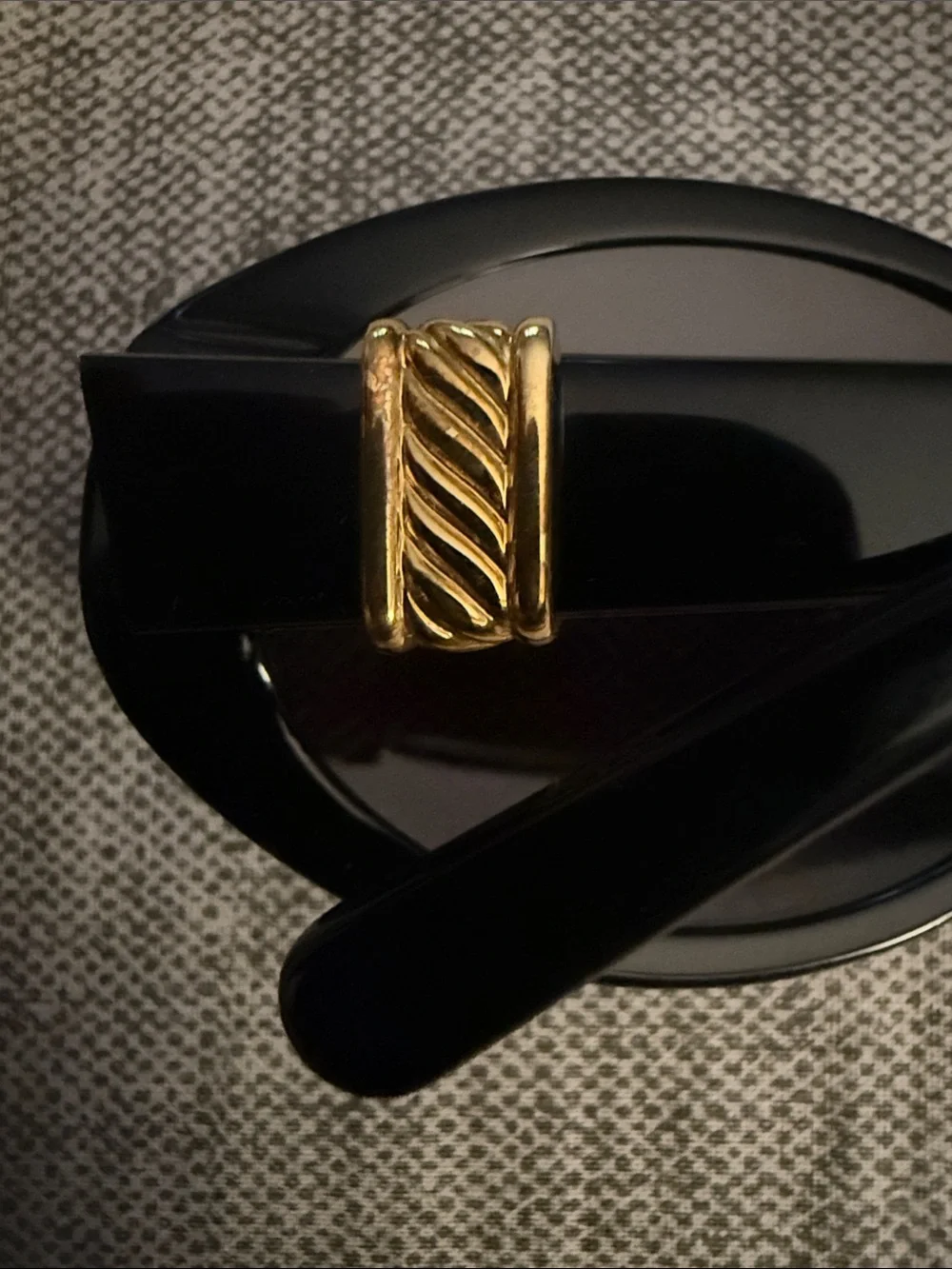 David Yurman DY 023 Round Sunglasses Black Gold Vermeil Cable Twisted Accent